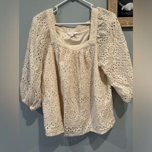 Lauren Conrad Cream Eyelet Blouse Large